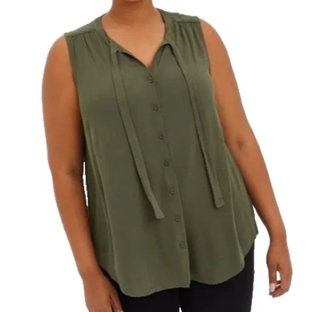 Torrid Crepe Tie Neck Top
